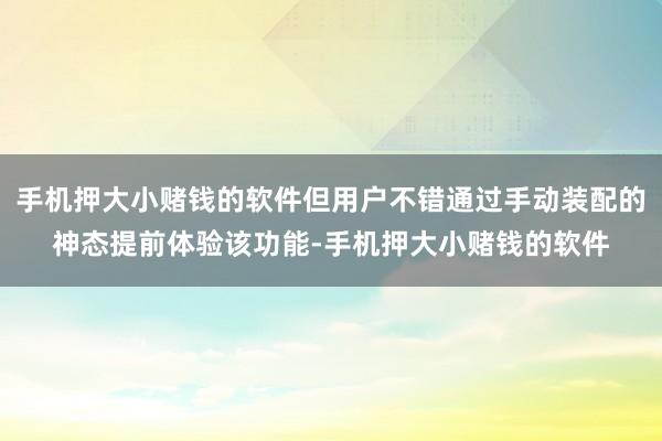 手机押大小赌钱的软件但用户不错通过手动装配的神态提前体验该功能-手机押大小赌钱的软件