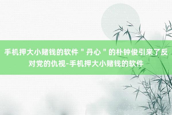 手机押大小赌钱的软件＂丹心＂的朴钟俊引来了反对党的仇视-手机押大小赌钱的软件