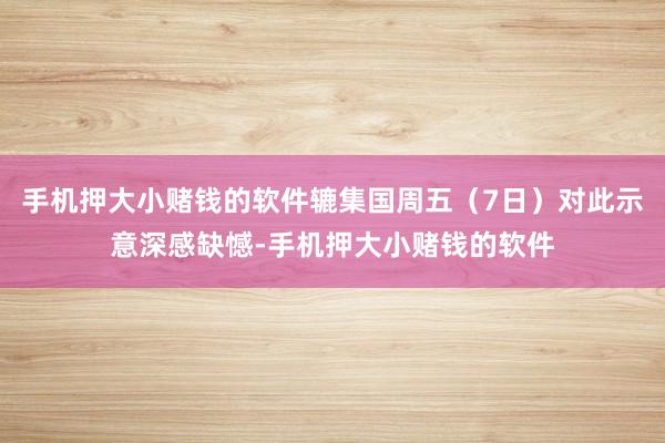 手机押大小赌钱的软件辘集国周五（7日）对此示意深感缺憾-手机押大小赌钱的软件